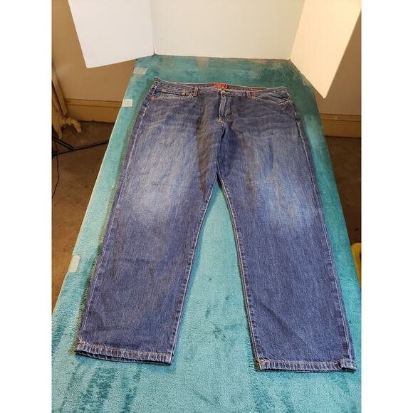 Lucky Brand Jeans Sz 42x32 Mens Blue Pants Stretch 429 Classic Striaght Dark - Picture 1 of 14